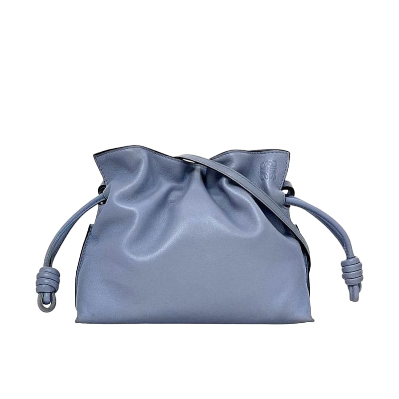 Loewe Shoulder Bag Flamenco Blue Gray Leather Preowned