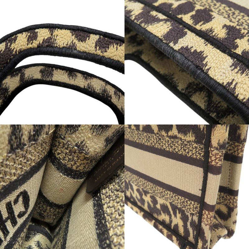 Christian Dior Book Tote Mini Leopard Canvas Beige Handbag 0760 Christian Dior