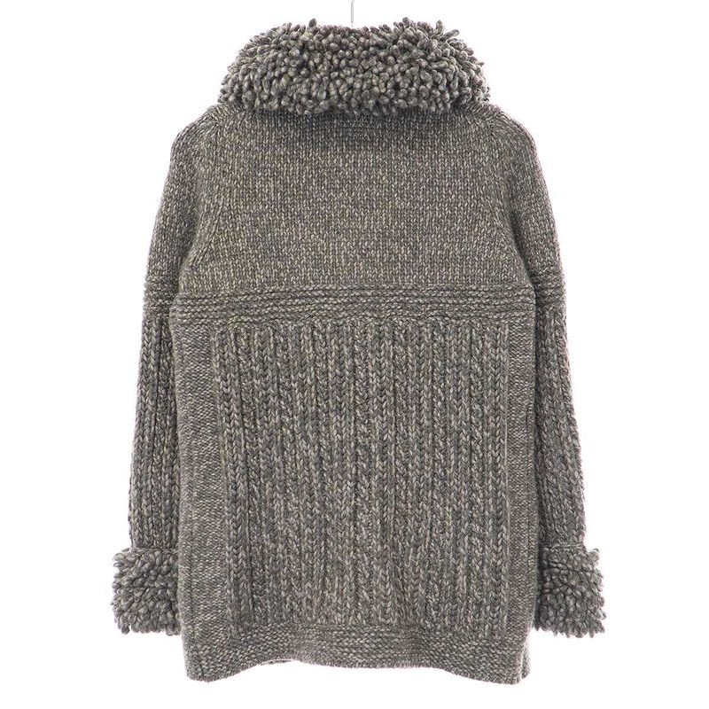 Chanel 11aw Coco Mark Toggle Cashmere Knit Duffle Coat P42044k03190 Grayish 34