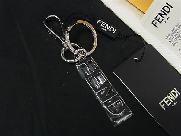 Fendi Key Holder Key Ring Bag Charm Women's Men's Silver Fr1692