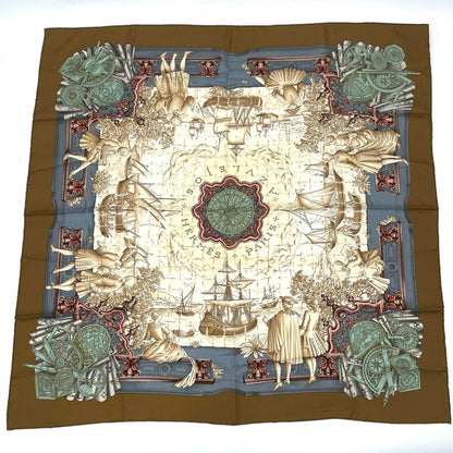 Hermes Carre 90 Azvlejos Noble Ship Scarf Silk Multicolor