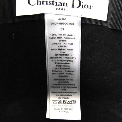 Christian DIOR 04dpn960g893 Logo Design With Tulle Lapin Felt Hat Black 57 Made