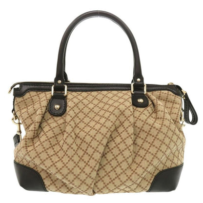 Gucci 247902 GG Canvas Leather Beige Black 2-way Handbag 1465 Gucci