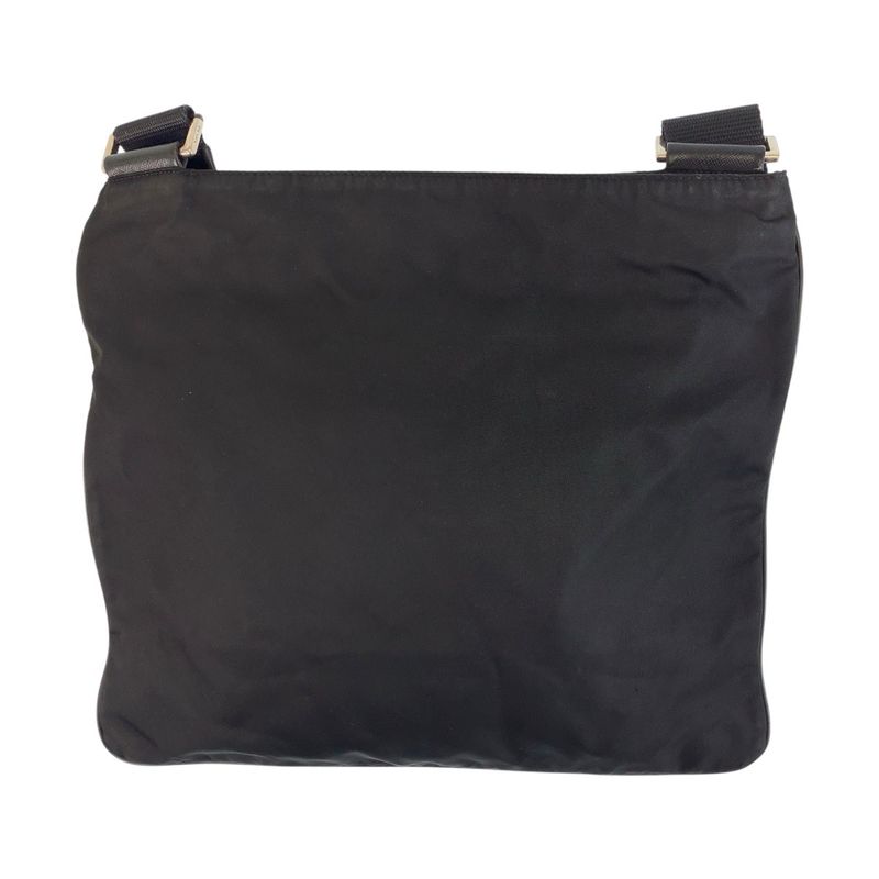 Prada Tessuto Triangle Logo Plate Unisex Black Silver Hardware Nylon Shoulder