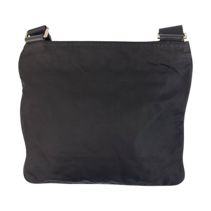 Prada Tessuto Triangle Logo Plate Unisex Black Silver Hardware Nylon Shoulder