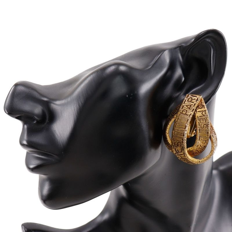 Hermes Ribbon Motif Bijouterie Fantaisie Vintage Gold Plated Ladies 34.0g