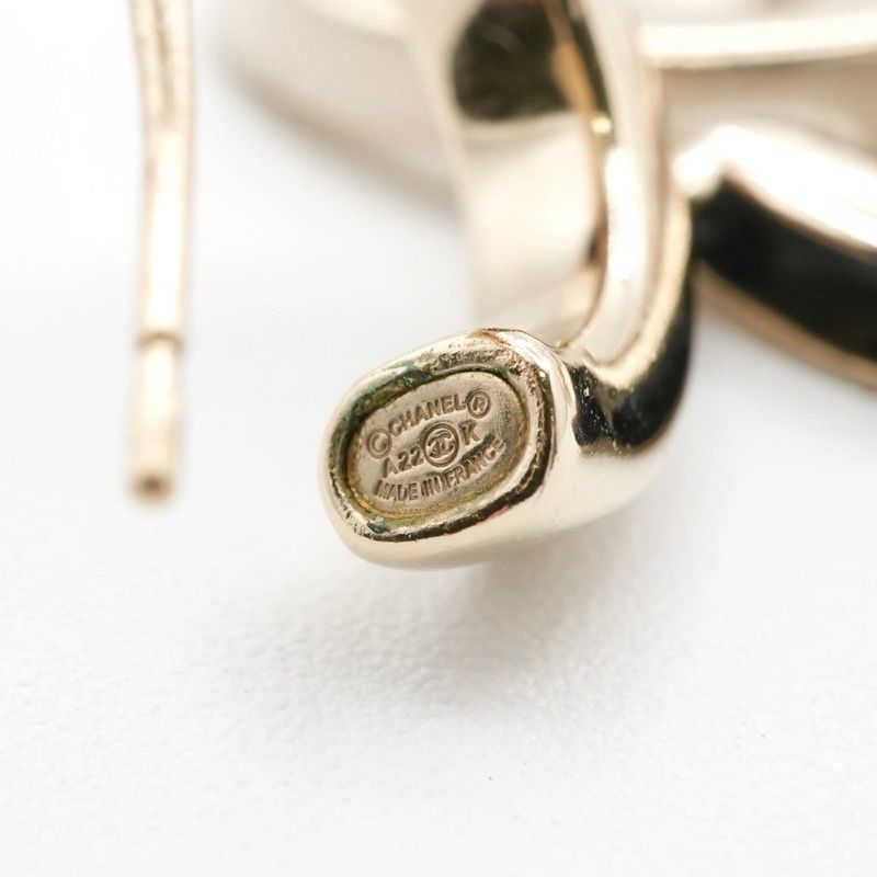 Chanel Earrings Earring Gold Black Coco Mark Hoop