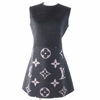 Louis Vuitton 20AW Wool Silk Monogram Sleeveless A-line Dress/dress Dark Grey