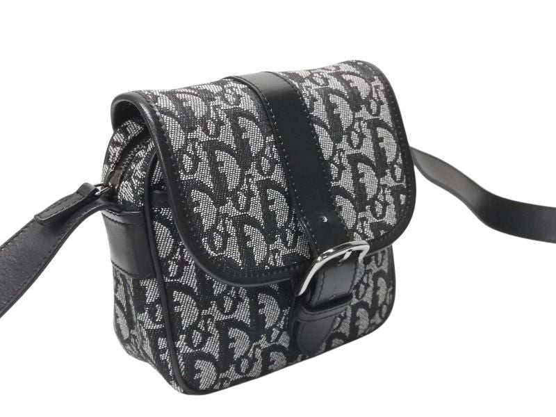 Dior Shoulder Bag Trotter Canvas Leather Black Galliano — view 3