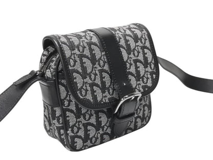 Dior Shoulder Bag Trotter Canvas Leather Black Galliano — view 3