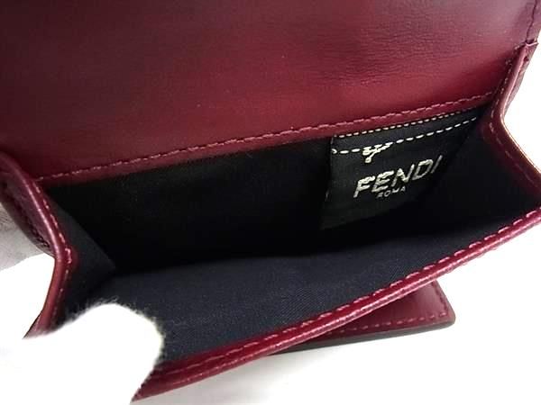 Bordeaux Fi3094 Fendi Leather Trifold Wallet Coin Purse Billfold Women's