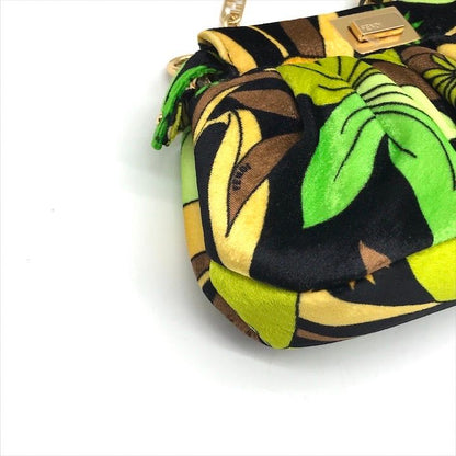 Fendi Items Peekaboo Click Velvet 2-Way Chain Shoulder Bag Green