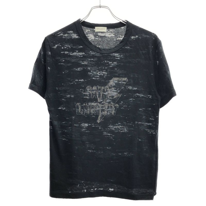Saint Laurent Paris Damaged Logo Print T-Shirt 510086 Yb2pj Black S