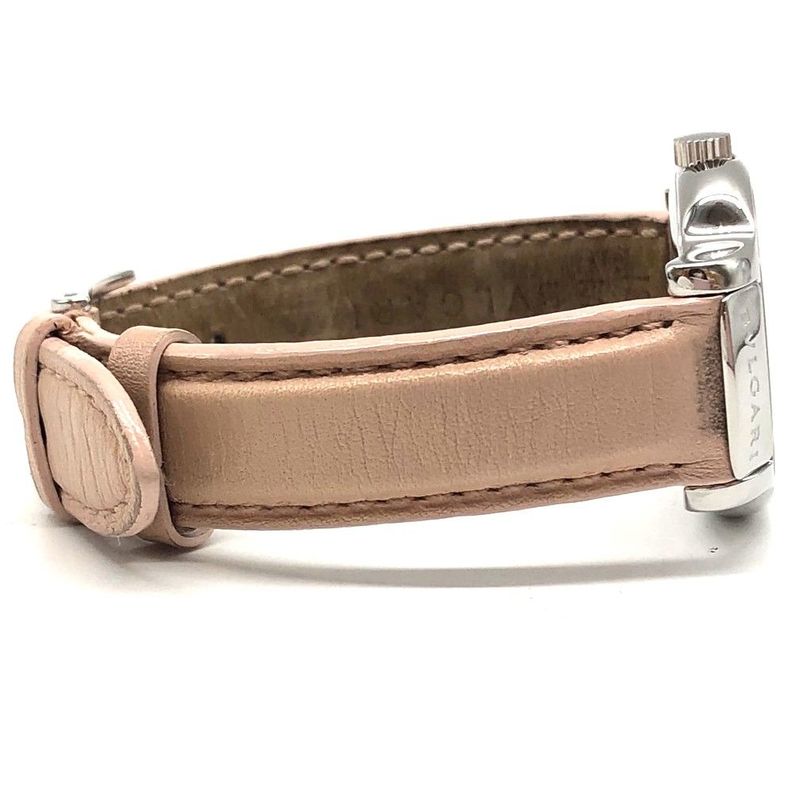 Bvlgari Solo Tempo St29s Quartz Date Pink Dial Leather Ladies Watch Stuck Junk