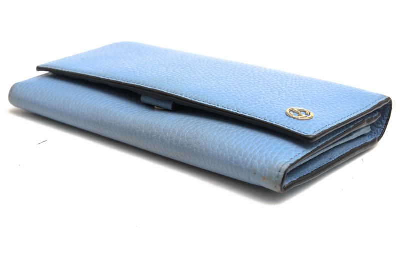 Gucci Long Wallet Ladies Women Leather Genuine Light Blue Light Blue 449279