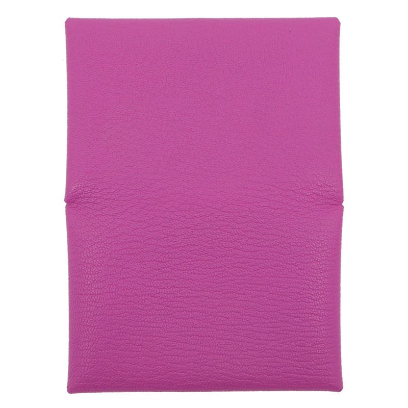 Hermes Calvi Cade Case Rose Purple Chevre W Engraved Leather Accessory