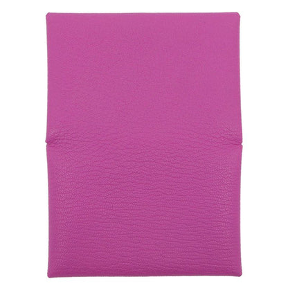 Hermes Calvi Cade Case Rose Purple Chevre W Engraved Leather Accessory