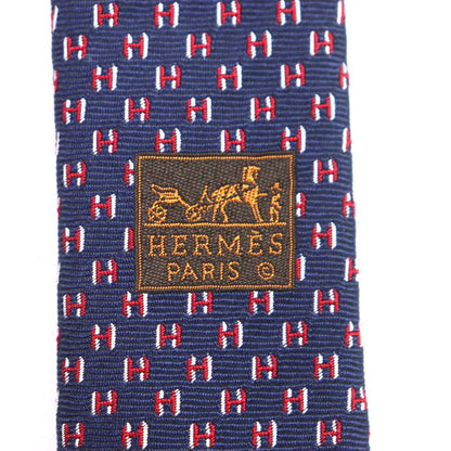  Hermes 339320t H Flamboyant Web 100% Silk Marine/rouge/blanc Spider Tie With
