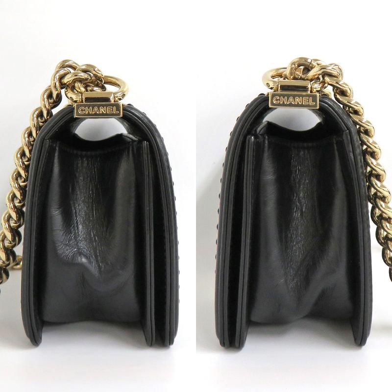 Chanel Boy Chanel 20 Chain Shoulder Flap Bag Cuff Black Studs Black
