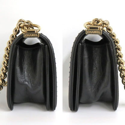 Chanel Boy Chanel 20 Chain Shoulder Flap Bag Cuff Black Studs Black