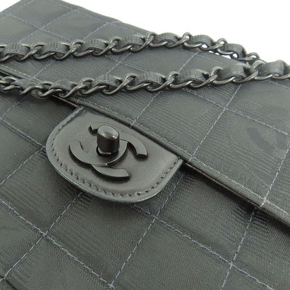 Chanel Vintage New Travel Line All Black Chain Shoulder Bag Black