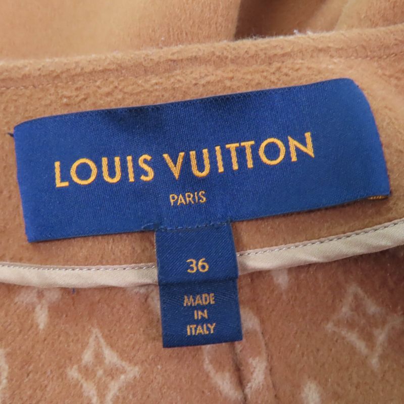 Louis Vuitton Wool Silk-blend Lined Monogram Belted Collarless Long Length Coat