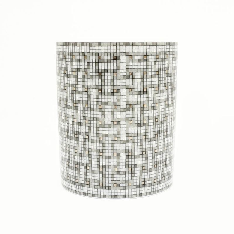 Hermes Mug Mosaic 24 Platinum Silver Color White Pottery Tableware