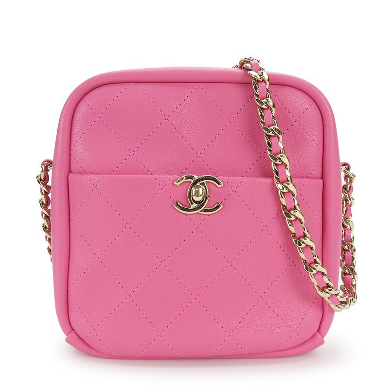 Chanel Shoulder Bag Matelasse Chain Leather Pink Gold Hardware Crossbody Coco