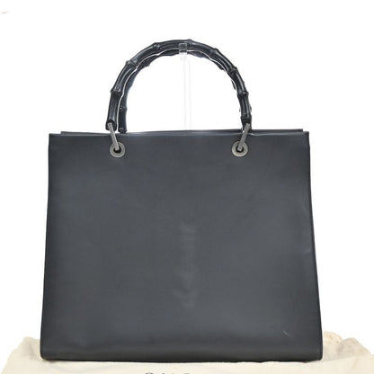 Gucci Tote Handbag Bamboo Black Leather 30ka703