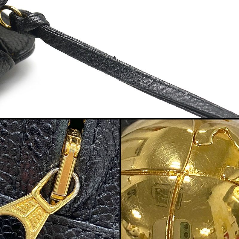 Chanel Chain Shoulder Bag Caviar Skin Shoulder Strap Coco Mark Black