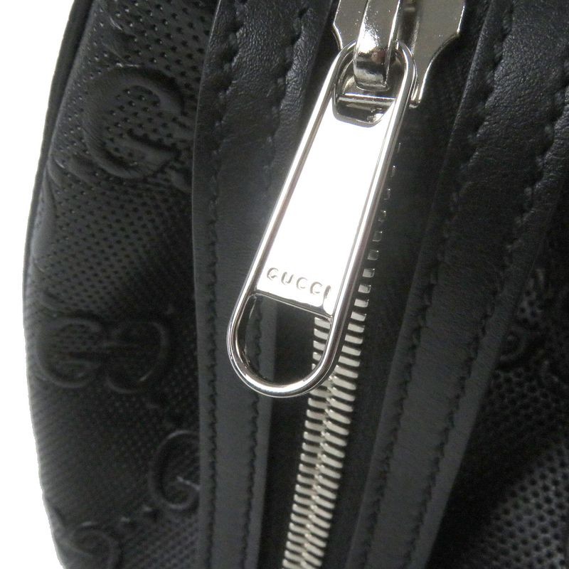 Gucci 625774 Leather GG Embossed Tote Bag Briefcase Business Bag Black Storage