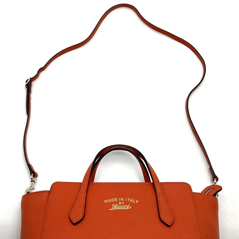 Gucci 368827 Swing Small Handbag Shoulder Bag 2way Orange Leather Women