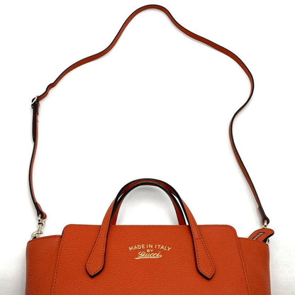 Gucci 368827 Swing Small Handbag Shoulder Bag 2way Orange Leather Women