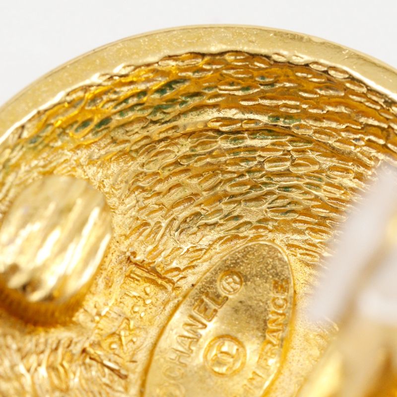 Chanel Coco Mark Matelasse Vintage Gold Plated Ladies 31g Earrings