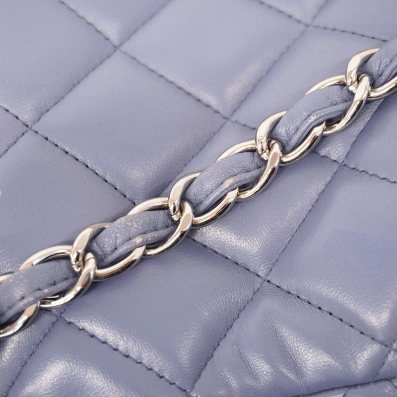 Chanel Shoulder Bag Matelasse Lambskin Purple Silver Hardware Women