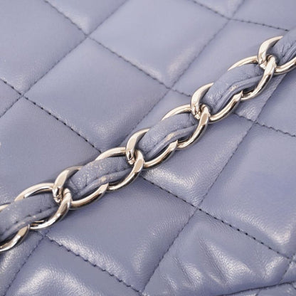 Chanel Shoulder Bag Matelasse Lambskin Purple Silver Hardware Women