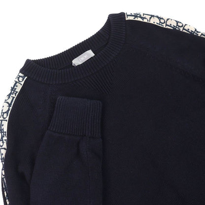 DIOR Christian DIOR Homme 113m638at187 Cotton Silk Oblique Sleeve Pullover Knit Sweater Navy