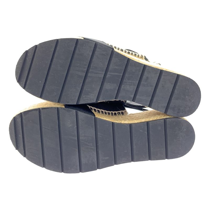 Balenciaga Leather Suring Back Espadrille Wedge Sole Sandals - 37 - Black -