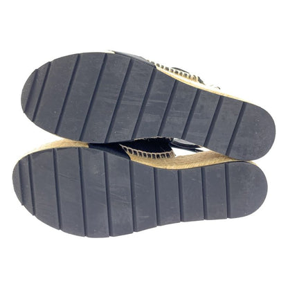 Balenciaga Leather Suring Back Espadrille Wedge Sole Sandals - 37 - Black -