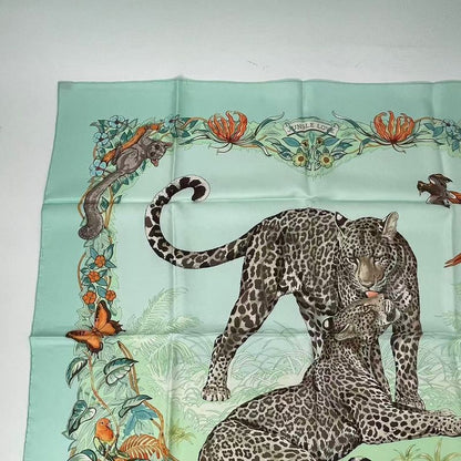 Hermes Scarf Carre 90 DIP DYE Jungle LOVE Jungle Love Silk Green
