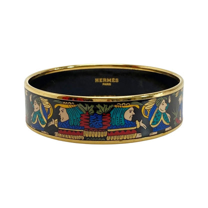Hermes Enamel GM Bangle Plated Cloisonné Indian Bracelet