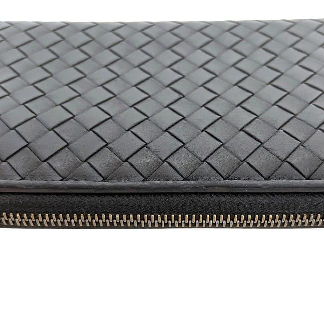 Bottega Veneta Round Zipper Long Wallet Brown Intrecciato Excellent Condition