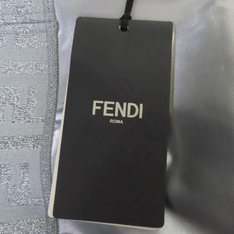 Fendi Faf119 Zucca Pattern FF Logo Tank Top Silver 40 Genuine