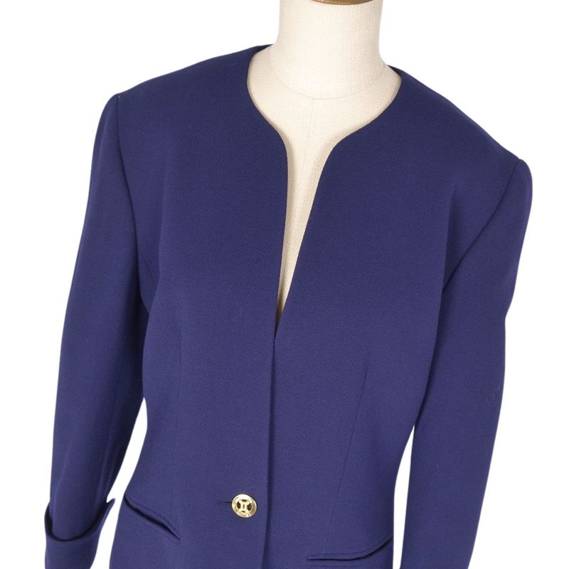 Vintage Celine Jacket Collarless Jacket Macadam Button Wool Outerwear Women 38