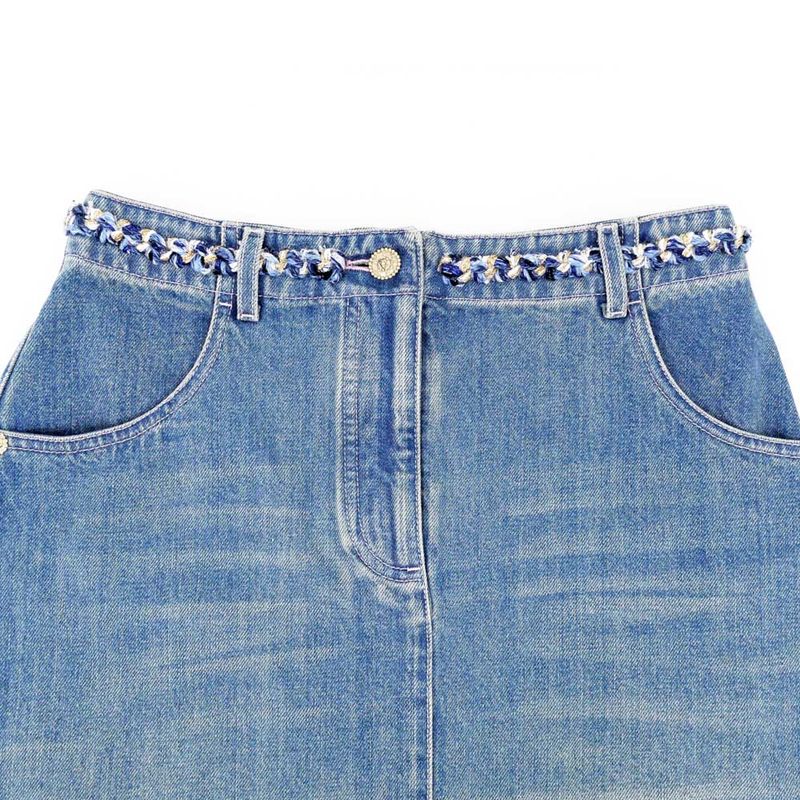 Chanel Denim Skirt P79895 Size 36 Blue Gdhardware Coco Mark Women's