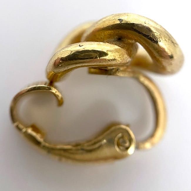 Christian Dior Earrings Gold With Clear Stones