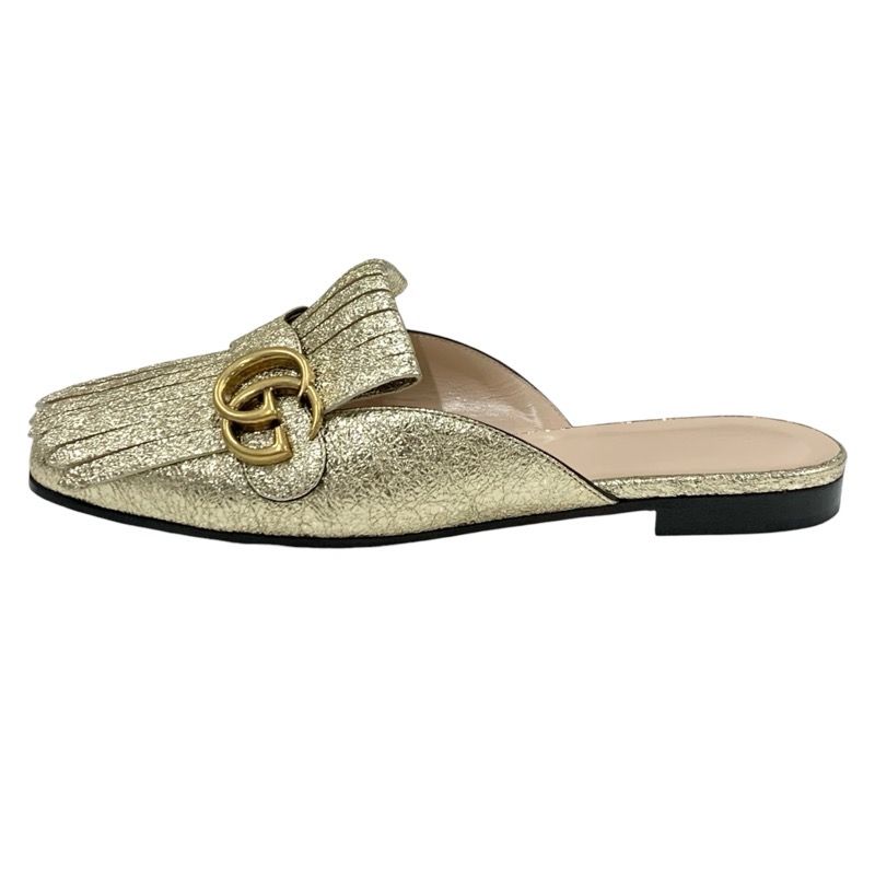 Gucci Double G Ggmarmont Sandals Mules Slippers Sandals Shoes Fringe Leather