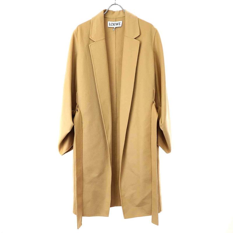 Loewe Wool Cashmere Blend Double Face Belted Coat S540y01w01 Camel 36