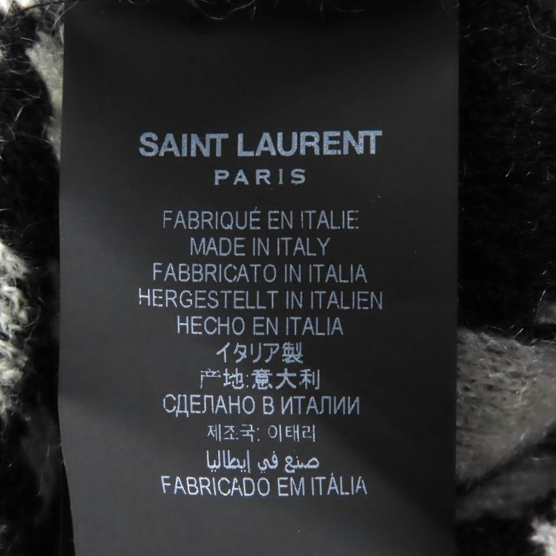Saint Laurent Paris 21AW 690064 Mohair Cardigan Oversized Black White XS Made