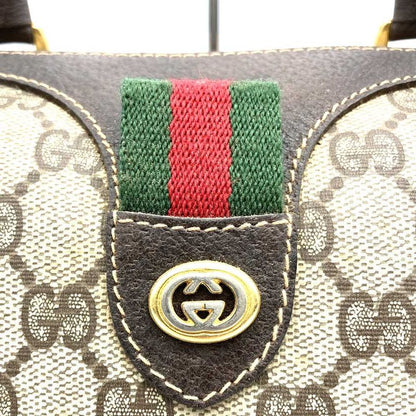 Gucci 40 02 Boston Bag Handbag GG Supreme Leather Brown Ladies Men Old Vintage